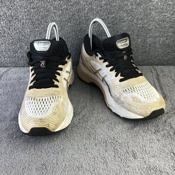 Asics Gel-Nimbus 21 Platinum White/Frosted Almond Women's Sz 8 - Picture 1 of 13